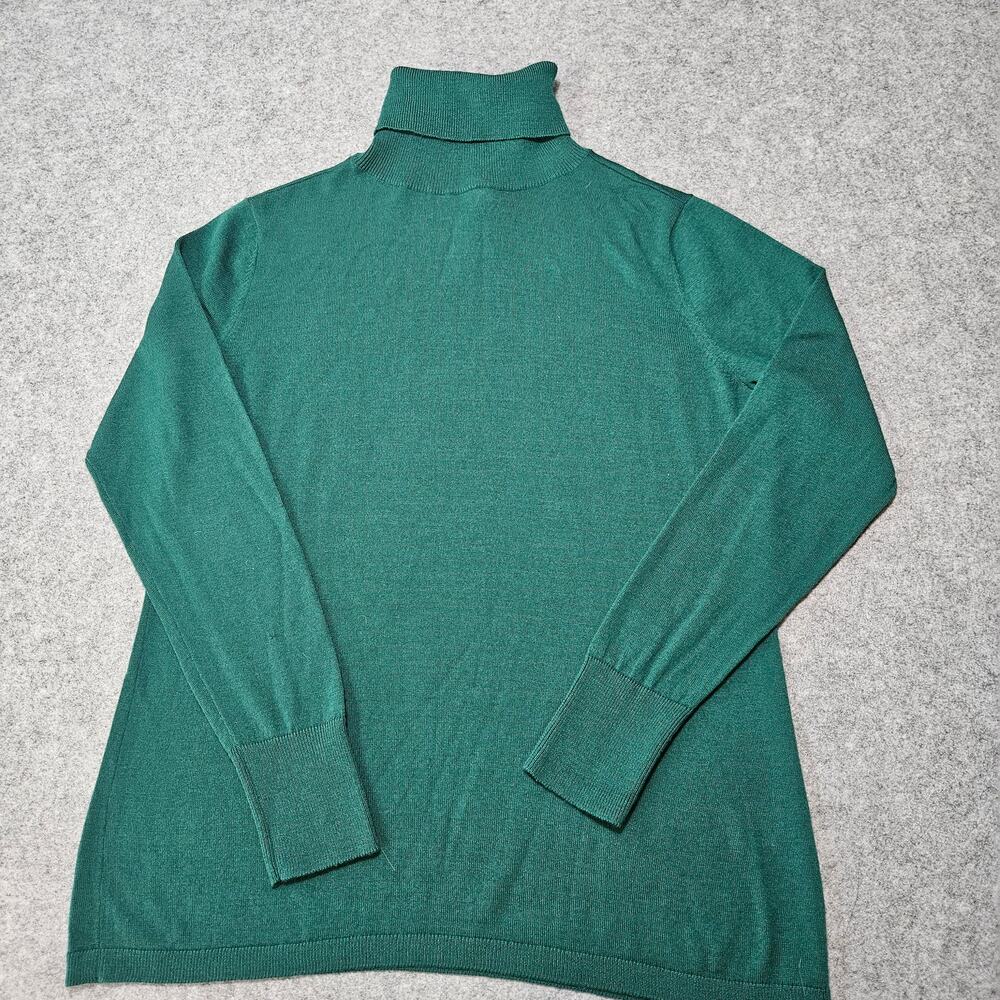 1901 Nordstrom Green Merino Wool Turtleneck Sweater Size Large L Flat Knit